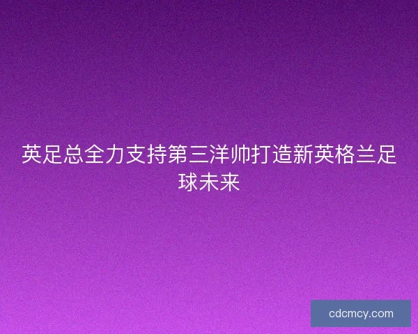 英足总全力支持第三洋帅打造新英格兰足球未来